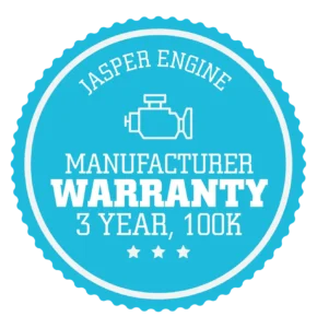 Blue warranty seal indicating a 3-year or 100,000-mile manufacturer warranty for a jasper engine.